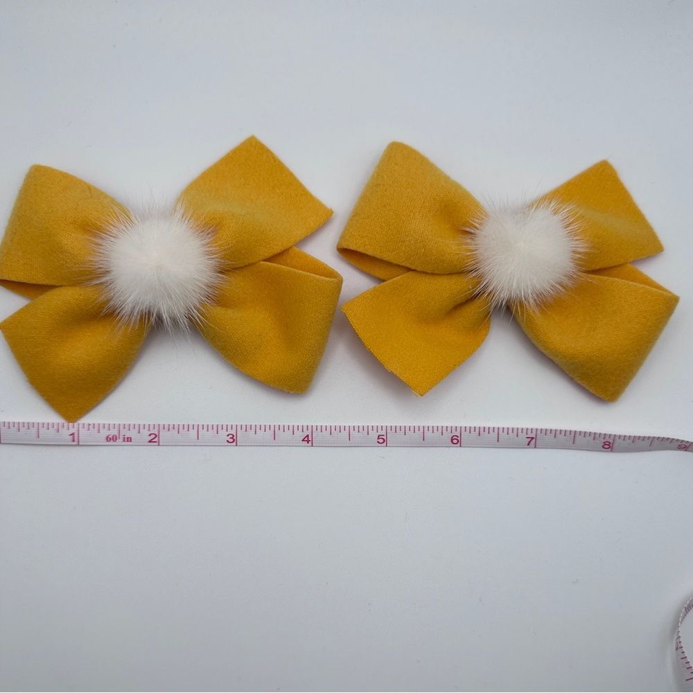 Soft Yellow Bow Hair Clip, Set of 2, New